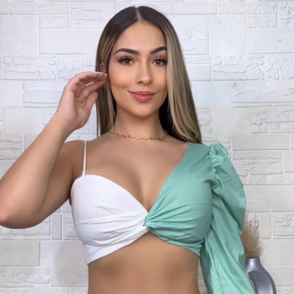 Blusa Verde Marfil Crop - Image 2
